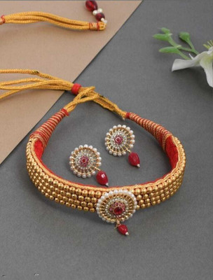 ftj Alloy Gold-plated Red, Yellow Jewellery Set(Pack of 3)