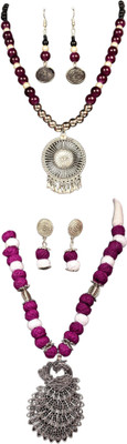 HOUSE OFF COMMON Oxidised Silver Black, Silver, Multicolor Jewellery Set(Pack of 2)