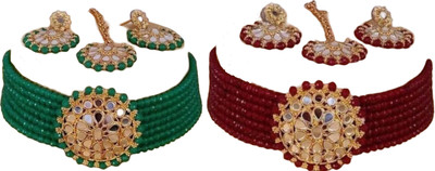 JMBW INTERNATIONAL Alloy Green, Maroon Jewellery Set(Pack of 2)