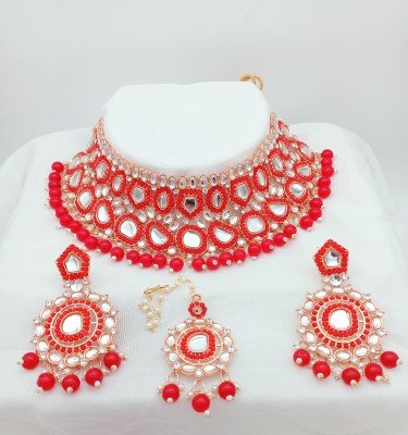 RPJEWEL Alloy Gold-plated Red Jewellery Set(Pack of 4)