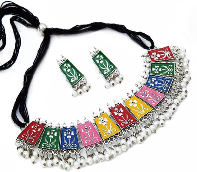 Ruhi Oxidised Silver Multicolor Jewellery Set(Pack of 1)