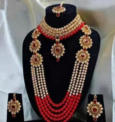 SHIVA Alloy Gold-plated Gold, Red Jewellery Set(Pack of 4)