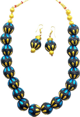Akibuki Terracotta Turquoise Jewellery Set(Pack of 1)