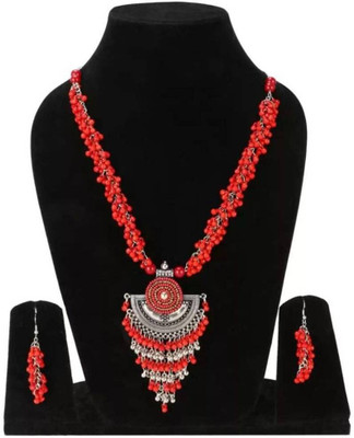 SRK Fashions Alloy Red Jewellery Set(Pack of 1)