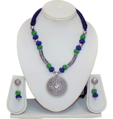 LIBNIQUE FASHION Oxidised Silver, Dori Green, Blue, Silver Jewellery Set(Pack of 1)