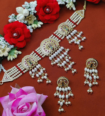 Navyug Enterprise Alloy Gold-plated Red Jewellery Set(Pack of 1)