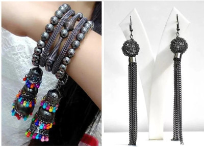 MA Enterprises Alloy Black Silver Silver Jewellery Set(Pack of 1)