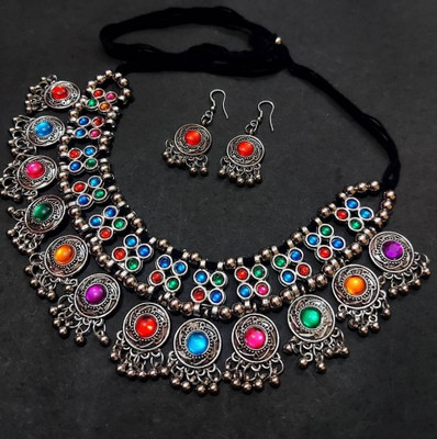 Shiv Alloy Silver Multicolor Jewellery Set(Pack of 3)