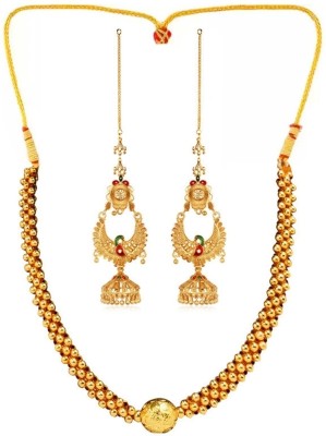 Heer Collection Brass, Copper, Dori, Alloy Gold-plated Gold, Red, Green Jewellery Set(Pack of 1)