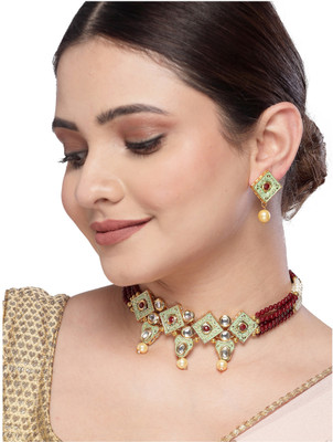 Sukkhi Alloy Gold-plated Maroon, Green Jewellery Set(Pack of 3)