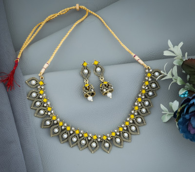 TINALIVA Brass Gold-plated Yellow Jewellery Set(Pack of 1)