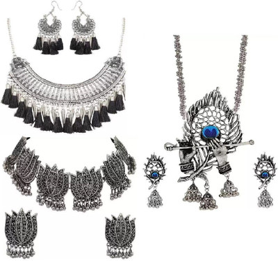 ZUKHRUF Oxidised Silver Silver Multicolor Jewellery Set(Pack of 1)