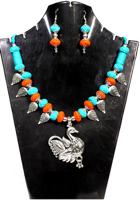 A S enterprize Oxidised Silver Orange Jewellery Set(Pack of 1)