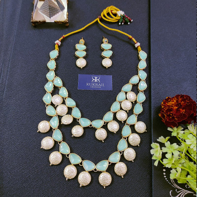 KUKRAIL FASHION Brass Gold-plated Blue Jewellery Set(Pack of 1)