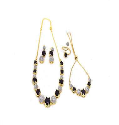 M Creation Alloy Gold-plated Gold, Blue, White Jewellery Set(Pack of 1)