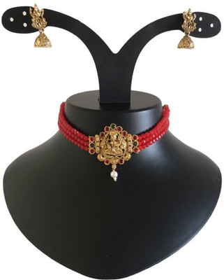 coloursful fashion Alloy Gold-plated Red Jewellery Set(Pack of 1)