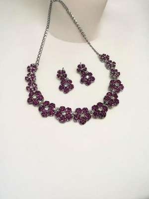 R A Enterprises Alloy Rhodium Pink Jewellery Set(Pack of 3)