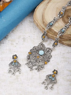 Vasudha Oxidised Silver Multicolor Jewellery Set(Pack of 1)