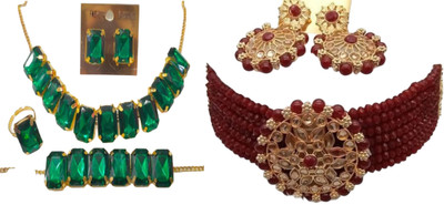 JMBW INTERNATIONAL Alloy Green, Maroon Jewellery Set(Pack of 2)