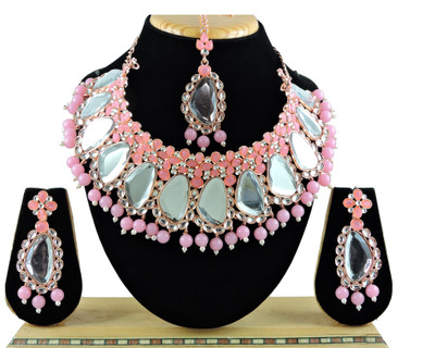 VATSALYA creation Alloy Gold-plated Pink Jewellery Set(Pack of 3)