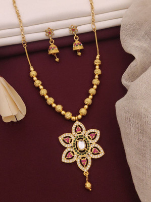 harikrushna enterprise Alloy Gold-plated Gold Jewellery Set(Pack of 1)