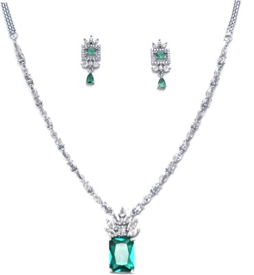 Gloricious Alloy Rhodium, Sterling Silver Green, Silver Jewellery Set(Pack of 1)