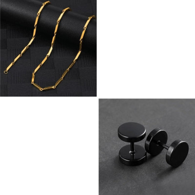 MAATRCHAAYA Stainless Steel Gold-plated, Titanium Gold, Black Jewellery Set(Pack of 2)