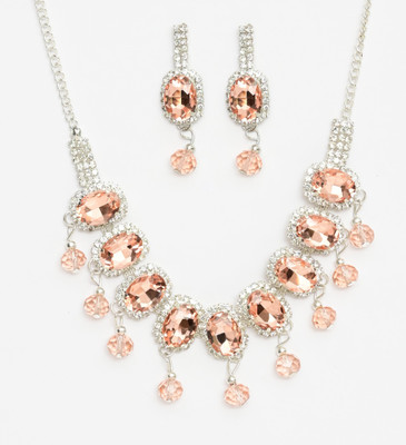 Oryaa Alloy Silver Orange Jewellery Set(Pack of 1)