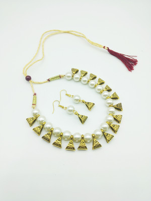 Ronak Fashion Alloy Gold-plated White, Gold Jewellery Set(Pack of 1)