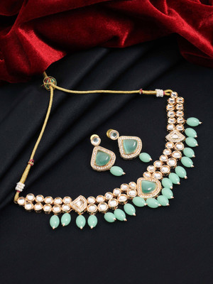 SAIYONI Alloy Gold-plated Green Jewellery Set(Pack of 1)