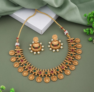 Pamadhya Brass, Copper Gold-plated Multicolor Jewellery Set(Pack of 1)