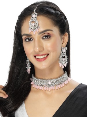 Sukkhi Alloy Gold-plated Pink Jewellery Set(Pack of 1)