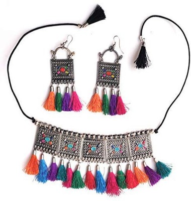Uniquedezines Oxidised Silver Silver Multicolor Jewellery Set(Pack of 1)