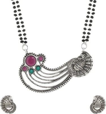 Parna Stone, Oxidised Silver, Alloy Silver, Rhodium Silver, Black, Pink Jewellery Set(Pack of 1)