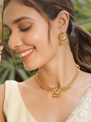 RUBANS Brass Rhodium Silver Jewellery Set(Pack of 2)