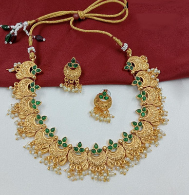 SUNDHA CREATIN Alloy Gold-plated Green Jewellery Set(Pack of 1)