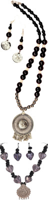 HOUSE OFF COMMON Oxidised Silver Black, Silver, Multicolor Jewellery Set(Pack of 2)