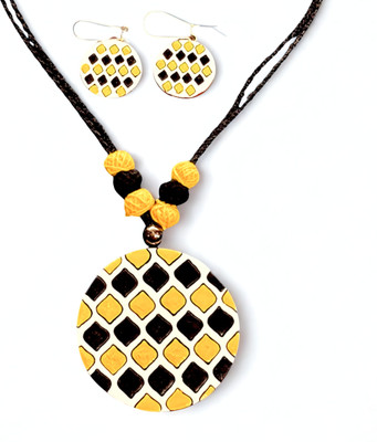 Mornny Terracotta Yellow, Black Jewellery Set(Pack of 3)