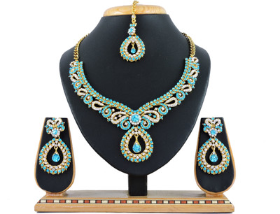 KAHAR CREATION Alloy Gold-plated Blue Jewellery Set(Pack of 1)