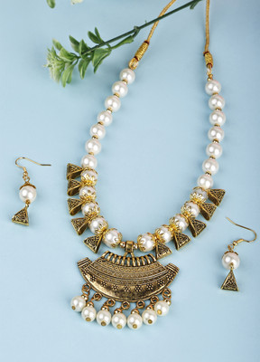 Foxy Trend Alloy Gold-plated White Jewellery Set(Pack of 3)