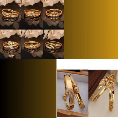 VEDDAA Brass Gold-plated Beige, Black Jewellery Set(Pack of 8)