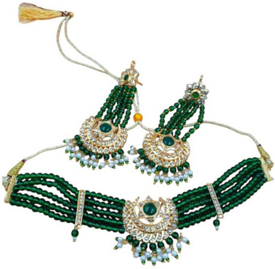 Mk Jewellery Alloy Gold-plated Green Jewellery Set(Pack of 1)
