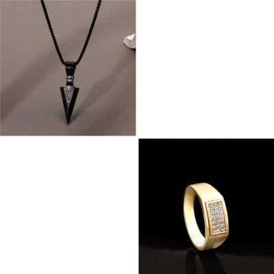 house of common Alloy Titanium, Gold-plated Black, Gold Jewellery Set(Pack of 2)