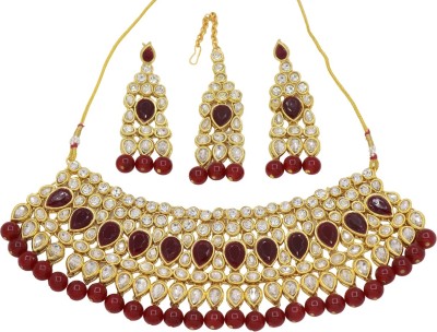 ISMI CREATIONS Brass Gold-plated Red Jewellery Set(Pack of 1)