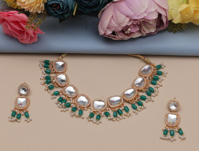 VISITART JEWELLERY Alloy Gold-plated White Jewellery Set(Pack of 1)