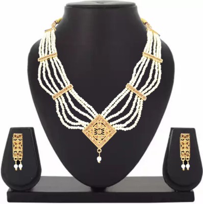 Sdr Fashion Alloy Gold-plated White Jewellery Set(Pack of 1)