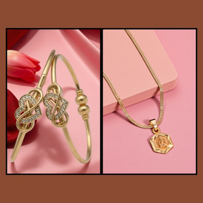 REEWAZIMPERIAL Brass Gold-plated Gold Jewellery Set(Pack of 2)