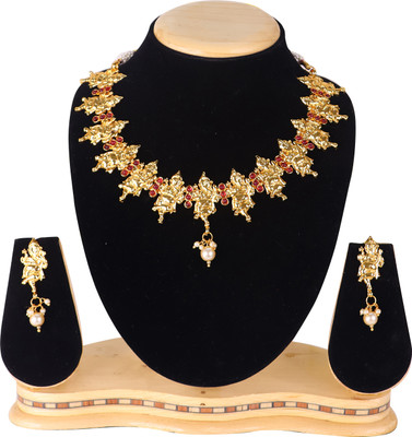 Ethnicking Copper Gold-plated Maroon Jewellery Set(Pack of 2)