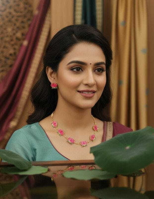 PARMESHWAR IMITATION Crystal Gold-plated Pink, Gold Jewellery Set(Pack of 1)