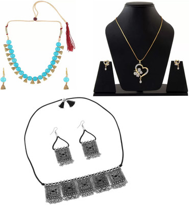 Fashion Factory Alloy Silver Multicolor Jewellery Set(Pack of 3)